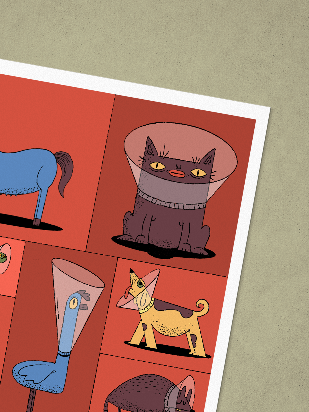 הדפס - חיות עם קולר אליזבתני