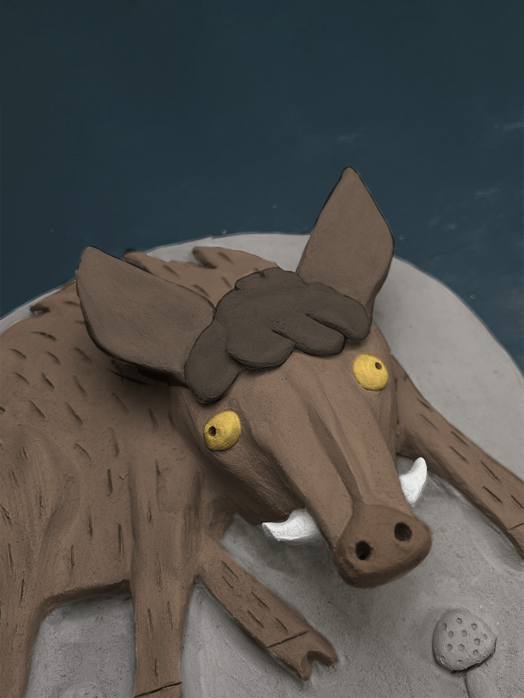 חזיר הבר - תבליט קרמיקה