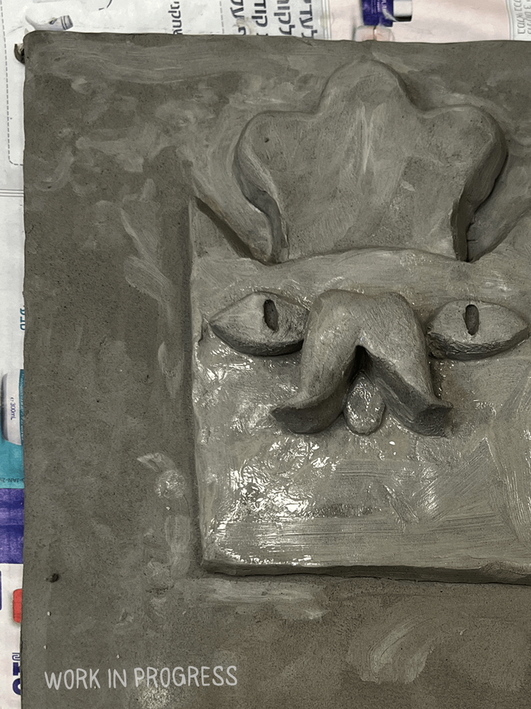 Laloush the Cat Kneads Dough - Ceramic Relief