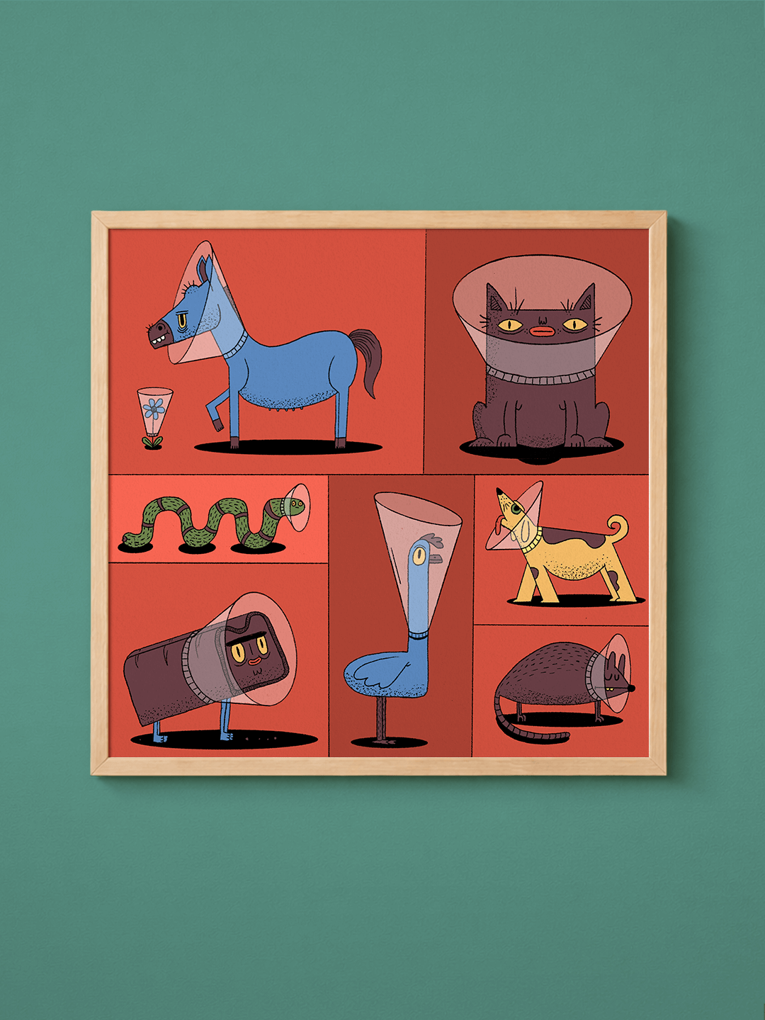 הדפס - חיות עם קולר אליזבתני