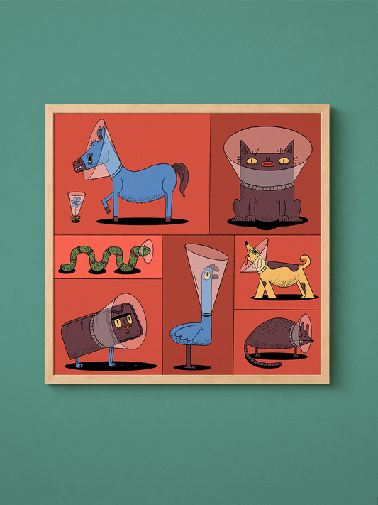 הדפס - חיות עם קולר אליזבתני