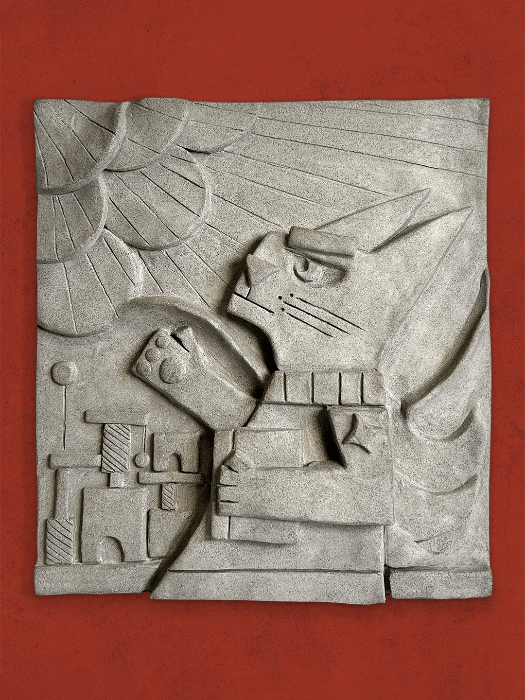 תבליט חתול סובייטי מקרמיקה