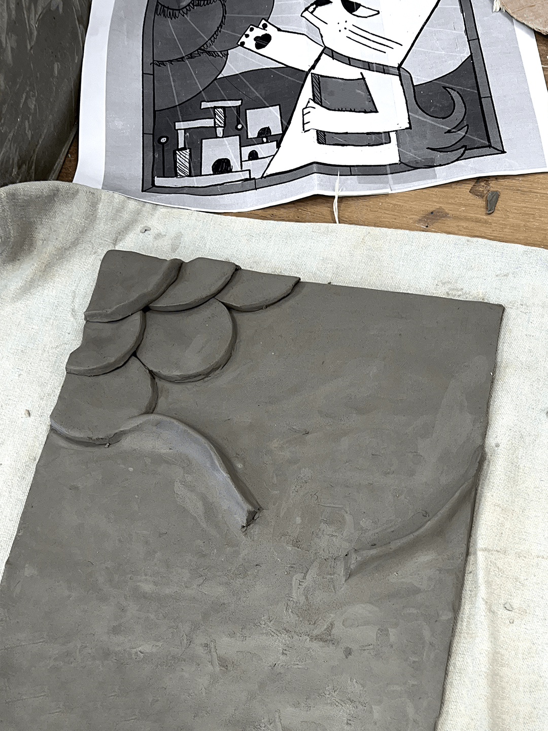 תבליט חתול סובייטי מקרמיקה